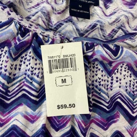 LUCKY BRAND Boho Chevron Knit Peasant Top, Med, NWT - Picture 2 of 5